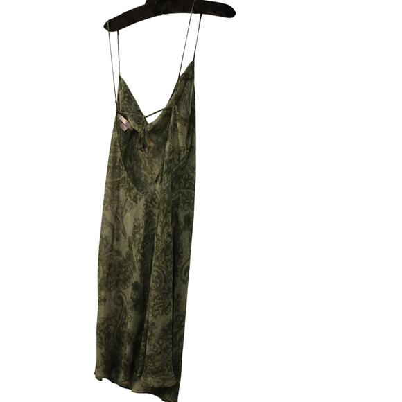 Vintage Victoria’s Secret Sheer Silk Chemise Slip Dress Green Paisley Size L - Picture 3 of 5